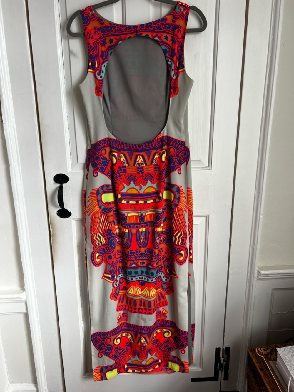 Mara Hoffman Cream Maxi Dress with Neon Pink, Orange & Yellow Geo Print - Picture 3 of 4